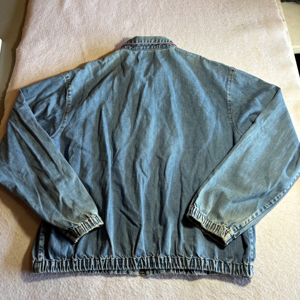 Vintage Polo Ralph Lauren Denim Harrington Jacket XL Blue Made in USA 90s Pony - Picture 6 of 7